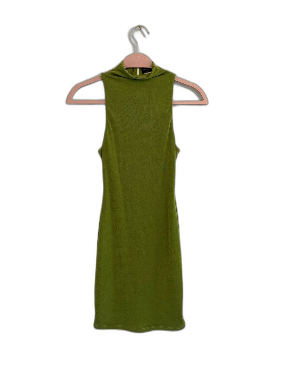 Naked Wardrobe Olive Green Mock Neck Bodycon Mini Dress NWOT
